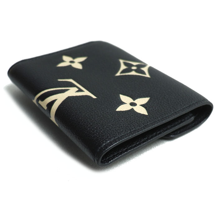 LOUIS VUITTON ルイ・ヴィトン ポルトフォイユヴィクトリーヌ 三つ折り財布 コンパクトウォレット モノグラム バイカラー アンプラント ブラック/ベージュ M80968 ICチップ レディース【中古】【美品】