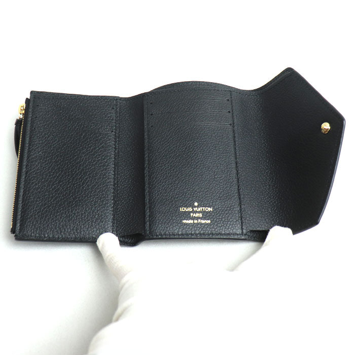 LOUIS VUITTON ルイ・ヴィトン ポルトフォイユヴィクトリーヌ 三つ折り財布 コンパクトウォレット モノグラム バイカラー アンプラント ブラック/ベージュ M80968 ICチップ レディース【中古】【美品】