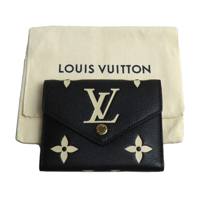 LOUIS VUITTON ルイ・ヴィトン ポルトフォイユヴィクトリーヌ 三つ折り財布 コンパクトウォレット モノグラム バイカラー アンプラント ブラック/ベージュ M80968 ICチップ レディース【中古】【美品】