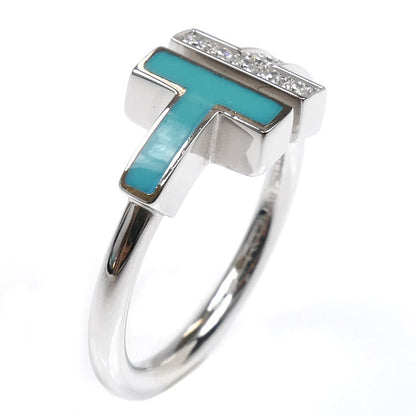 TIFFANY&Co. ティファニー K18WG ホワイトゴールド Tワイヤー ターコイズ ダイヤ リング・指輪 64028065 8号 4.3g レディース【中古】【美品】