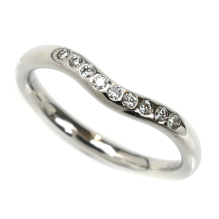 TIFFANY&Co. ティファニー Pt950プラチナ カーブドバンド 9P ダイヤ リング・指輪 60016939 9号 3.6g レディース【中古】【美品】