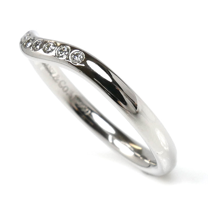 TIFFANY&Co. ティファニー Pt950プラチナ カーブドバンド 9P ダイヤ リング・指輪 60016939 9号 3.6g レディース【中古】【美品】