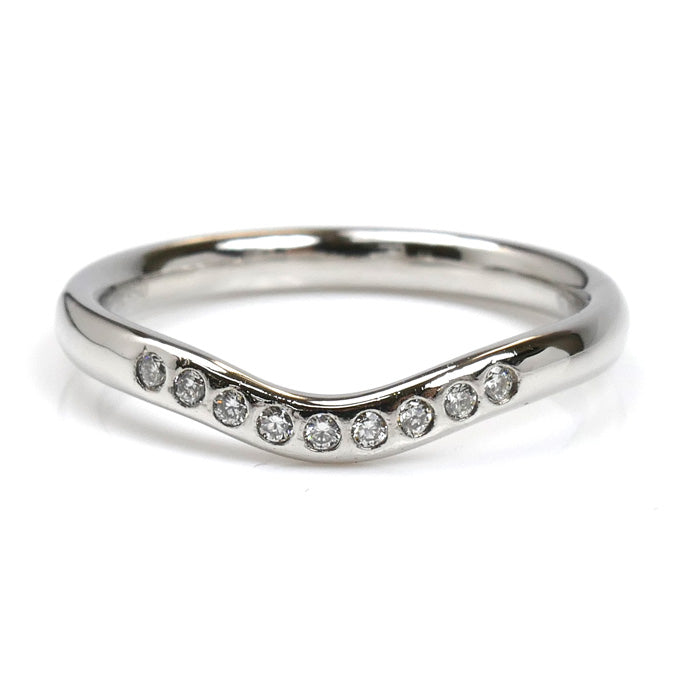 TIFFANY&Co. ティファニー Pt950プラチナ カーブドバンド 9P ダイヤ リング・指輪 60016939 9号 3.6g レディース【中古】【美品】