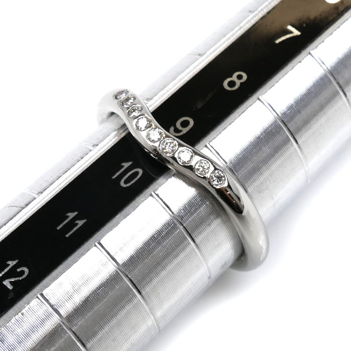 TIFFANY&Co. ティファニー Pt950プラチナ カーブドバンド 9P ダイヤ リング・指輪 60016939 9号 3.6g レディース【中古】【美品】