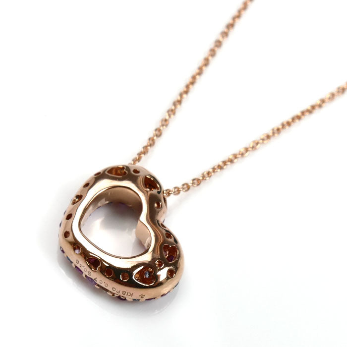 Ponte Vecchio ポンテヴェキオ K18PG ピンクゴールド エモツィオーネ ミニモ ピンク&ブルー ネックレス サファイア0.48ct ダイヤモンド0.07ct 3.4g 39cm レディース【中古】【美品】