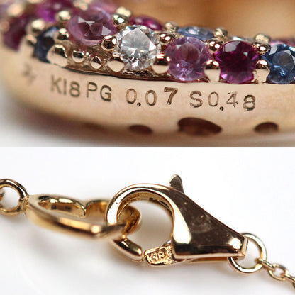 Ponte Vecchio ポンテヴェキオ K18PG ピンクゴールド エモツィオーネ ミニモ ピンク&ブルー ネックレス サファイア0.48ct ダイヤモンド0.07ct 3.4g 39cm レディース【中古】【美品】