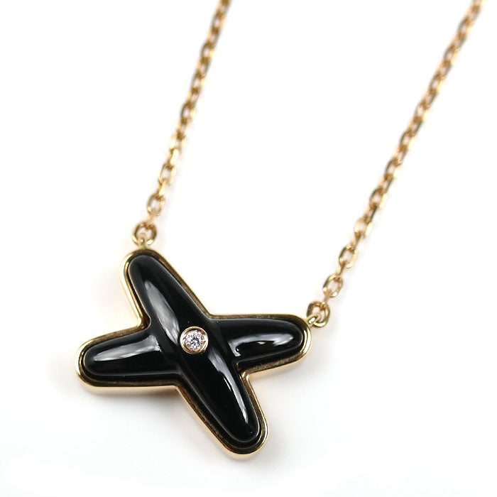 Chaumet ショーメ K18PG ピンクゴールド ジュ ドゥ リアン オニキス ダイヤ ネックレス 085107-000 3.2g 38/40/42cm レディース【中古】