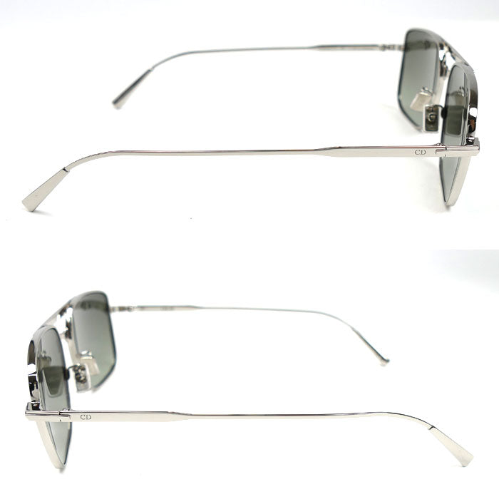 Christian Dior クリスチャンディオール DiorBlackSuit ナビゲーターシェイプ ツーブリッジ サングラス シルバー グリーングラデーション SUTS17UXR_F0C1 メンズ 56□16 145【中古】【美品】