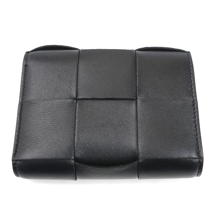 BOTTEGAVENETA ボッテガヴェネタ マキシイントレチャート コンパクトウォレット 三つ折り財布 ブラック 651372 VCQC1 8425 レディース【中古】【美品】