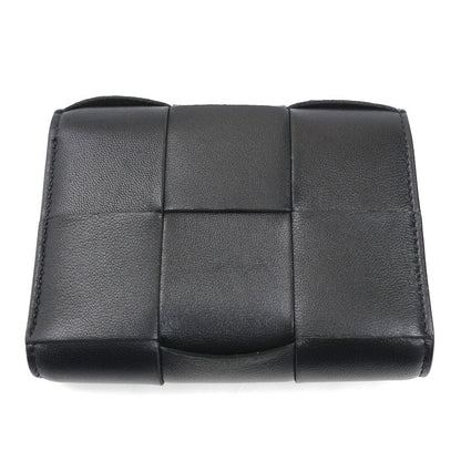BOTTEGAVENETA ボッテガヴェネタ マキシイントレチャート コンパクトウォレット 三つ折り財布 ブラック 651372 VCQC1 8425 レディース【中古】【美品】