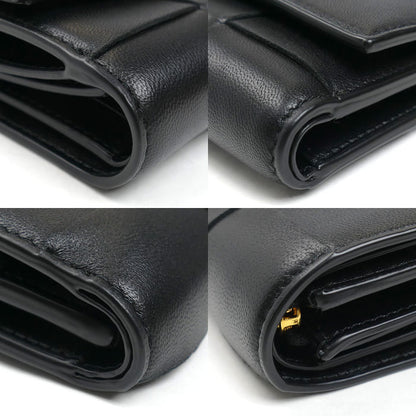 BOTTEGAVENETA ボッテガヴェネタ マキシイントレチャート コンパクトウォレット 三つ折り財布 ブラック 651372 VCQC1 8425 レディース【中古】【美品】