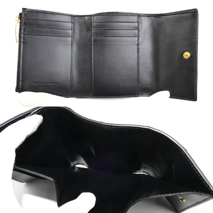 BOTTEGAVENETA ボッテガヴェネタ マキシイントレチャート コンパクトウォレット 三つ折り財布 ブラック 651372 VCQC1 8425 レディース【中古】【美品】