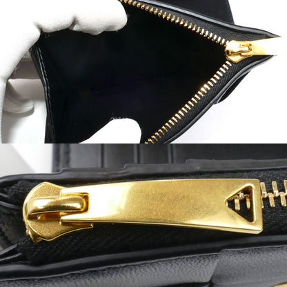 BOTTEGAVENETA ボッテガヴェネタ マキシイントレチャート コンパクトウォレット 三つ折り財布 ブラック 651372 VCQC1 8425 レディース【中古】【美品】