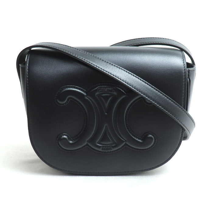 CELINE セリーヌ フォルコ キュイル トリオンフ ショルダーバッグ ブラック 198263DU3.38NO レディース【中古】【美品】