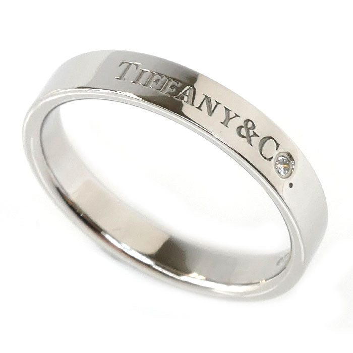 TIFFANY&Co. ティファニー Pt950プラチナ フラットバンド 1P ダイヤ リング・指輪 ダイヤモンド 21号 7.9g メンズ【中古】【美品】