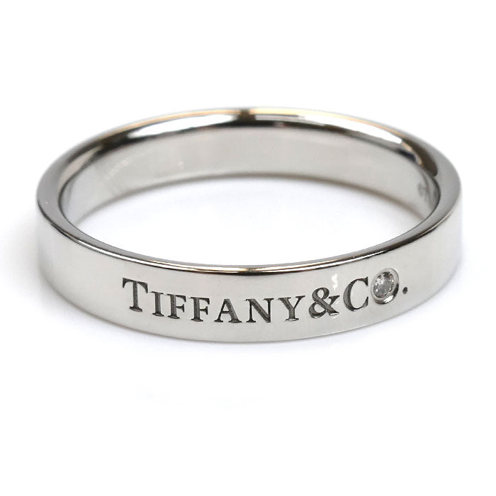 TIFFANY&Co. ティファニー Pt950プラチナ フラットバンド 1P ダイヤ リング・指輪 ダイヤモンド 21号 7.9g メンズ【中古】【美品】