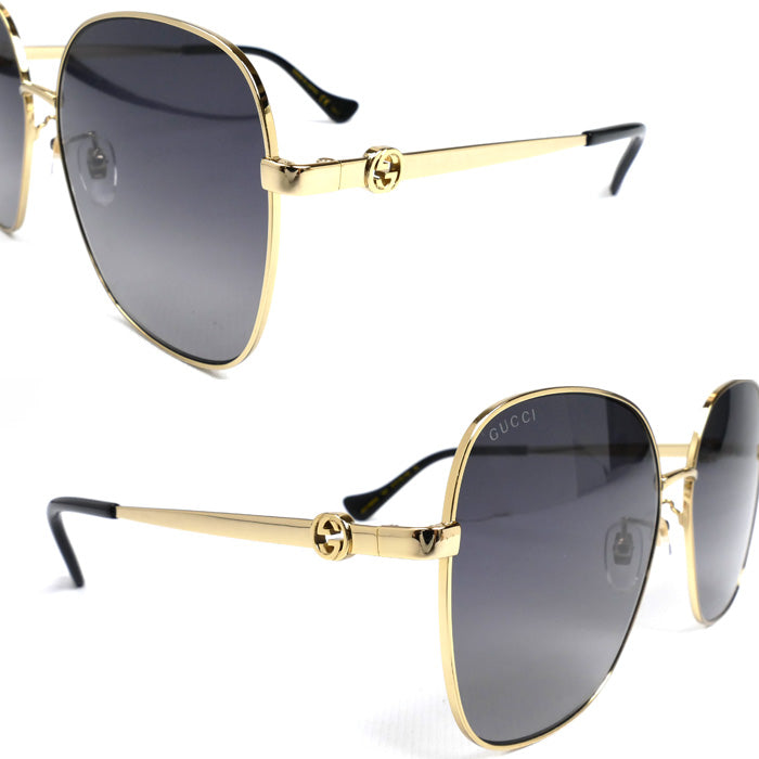 GUCCI グッチ インターロッキングG サングラス ゴールド グレーグラデーション GG1089SA 001 61□15-145 チェーン付き ユニセックス【中古】【美品】
