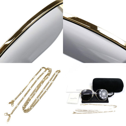 GUCCI グッチ インターロッキングG サングラス ゴールド グレーグラデーション GG1089SA 001 61□15-145 チェーン付き ユニセックス【中古】【美品】