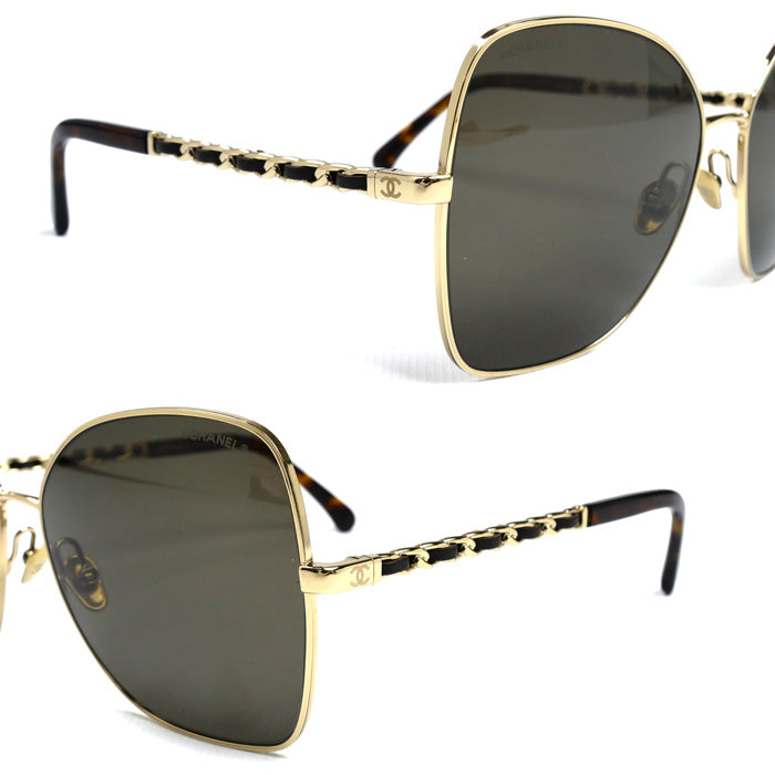 CHANEL シャネル バタフライシェイプ サングラス ブラウン 4274Q c.395/3 59□16 135 3N チェーン付き レディース【中古】【美品】