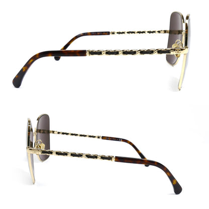 CHANEL シャネル バタフライシェイプ サングラス ブラウン 4274Q c.395/3 59□16 135 3N チェーン付き レディース【中古】【美品】