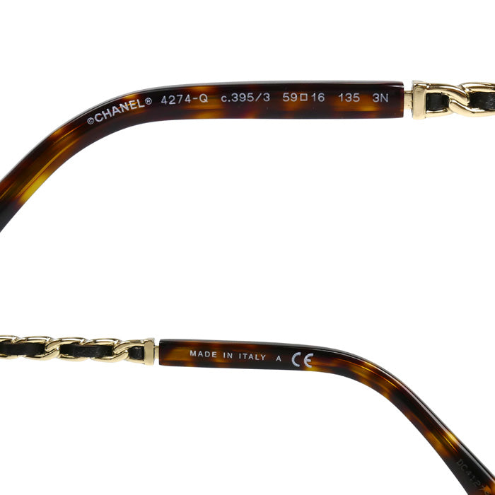 CHANEL シャネル バタフライシェイプ サングラス ブラウン 4274Q c.395/3 59□16 135 3N チェーン付き レディース【中古】【美品】