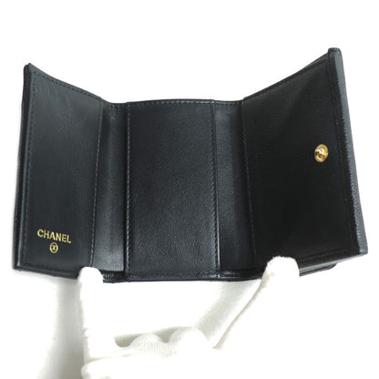 CHANEL シャネル マトラッセ キャビアスキン コンパクトウォレット 三つ折り財布 ブラック AP3518 レディース【中古】【美品】