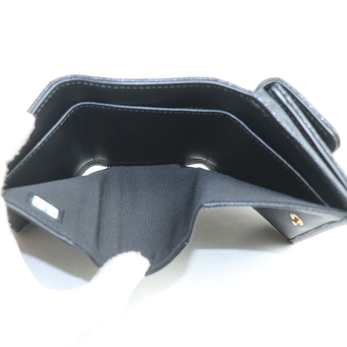 CHANEL シャネル マトラッセ キャビアスキン コンパクトウォレット 三つ折り財布 ブラック AP3518 レディース【中古】【美品】