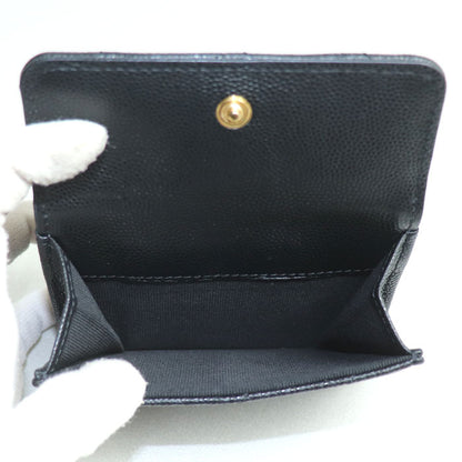 CHANEL シャネル マトラッセ キャビアスキン コンパクトウォレット 三つ折り財布 ブラック AP3518 レディース【中古】【美品】