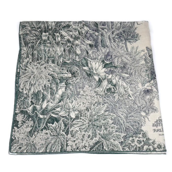 HERMES エルメス カレジュアン BOTANICO DI PALERMO パレルモの植物園にて ストール グリーン ヴェール・ロデン / ナチュラル / アンクル H244121S 05 レディース【中古】【美品】