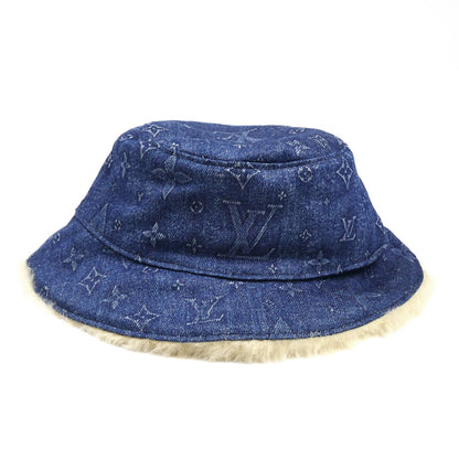 LOUIS VUITTON ルイ・ヴィトン ボネ シアリング デニム ハット ブルー M77127 AL1221 L レディース【中古】【美品】