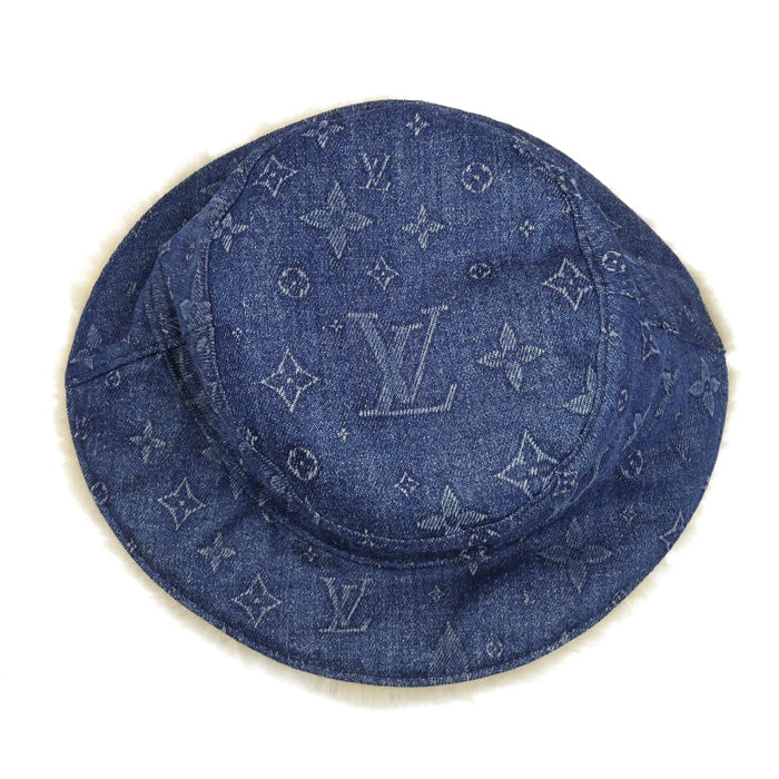 LOUIS VUITTON ルイ・ヴィトン ボネ シアリング デニム ハット ブルー M77127 AL1221 L レディース【中古】【美品】