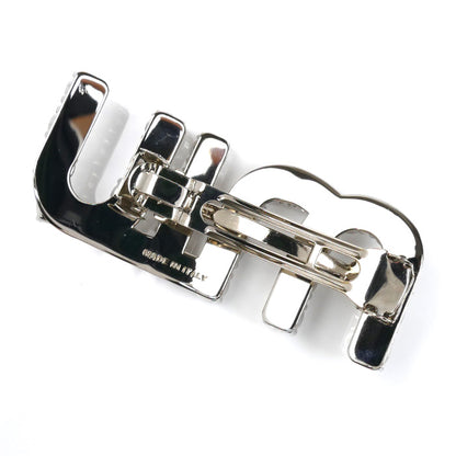 MIUMIU ミュウミュウ 真鍮 ラインストーン ロゴ バレッタ 5JF082_2DNC_F0OKL ヘアクリップ レディース【中古】【美品】