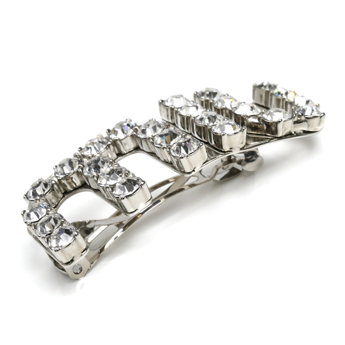 MIUMIU ミュウミュウ 真鍮 ラインストーン ロゴ バレッタ 5JF082_2DNC_F0OKL ヘアクリップ レディース【中古】【美品】