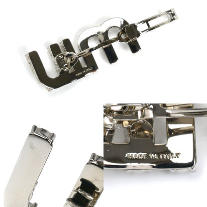 MIUMIU ミュウミュウ 真鍮 ラインストーン ロゴ バレッタ 5JF082_2DNC_F0OKL ヘアクリップ レディース【中古】【美品】