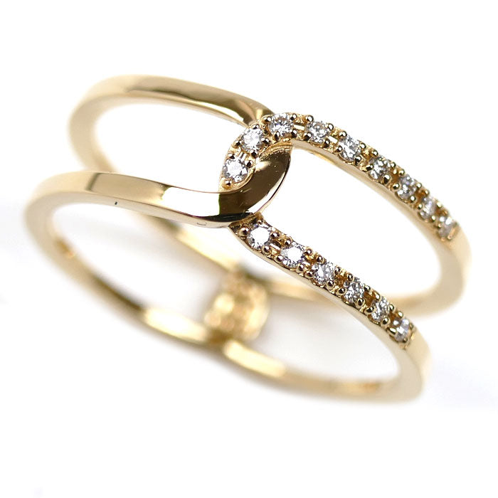 STAR JEWELRY スタージュエリー K18YG イエローゴールド TWO LINKS リング・指輪 1ZR1241 ダイヤモンド0.07ct 13号 2.7g レディース【中古】【美品】