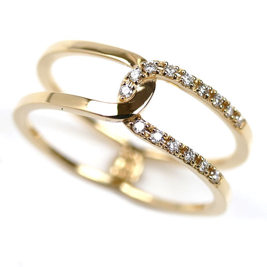 STAR JEWELRY スタージュエリー K18YG イエローゴールド TWO LINKS リング・指輪 1ZR1241 ダイヤモンド0.07ct 13号 2.7g レディース【中古】【美品】