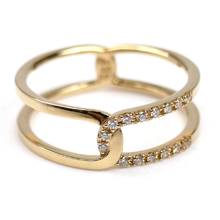 STAR JEWELRY スタージュエリー K18YG イエローゴールド TWO LINKS リング・指輪 1ZR1241 ダイヤモンド0.07ct 13号 2.7g レディース【中古】【美品】