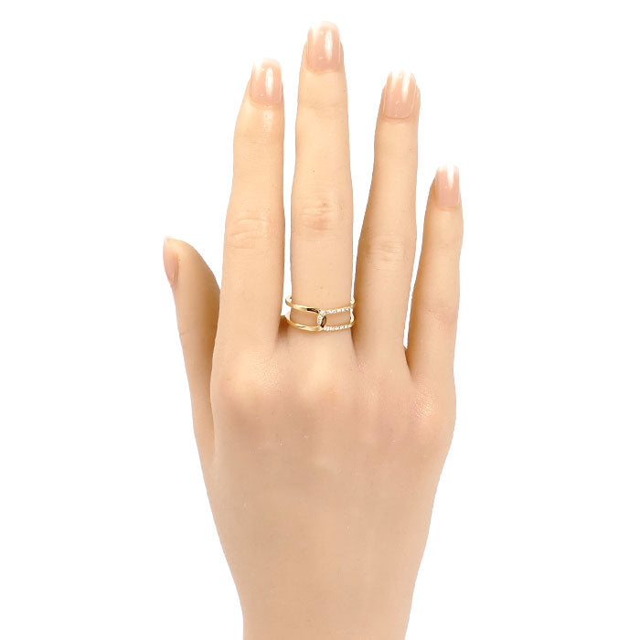 STAR JEWELRY スタージュエリー K18YG イエローゴールド TWO LINKS リング・指輪 1ZR1241 ダイヤモンド0.07ct 13号 2.7g レディース【中古】【美品】