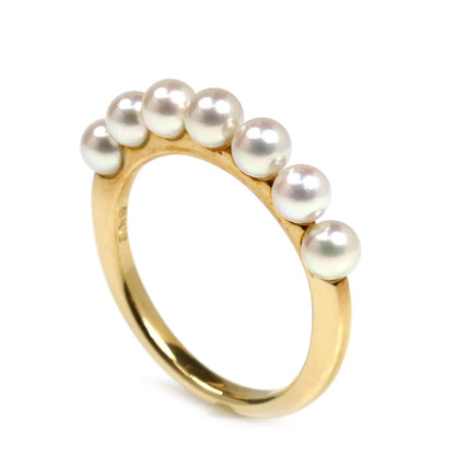 MIKIMOTO ミキモト K18YG イエローゴールド ベビーパール リング・指輪 PR-1426K アコヤパール約3.7mm 12号 3.1g レディース【中古】【美品】