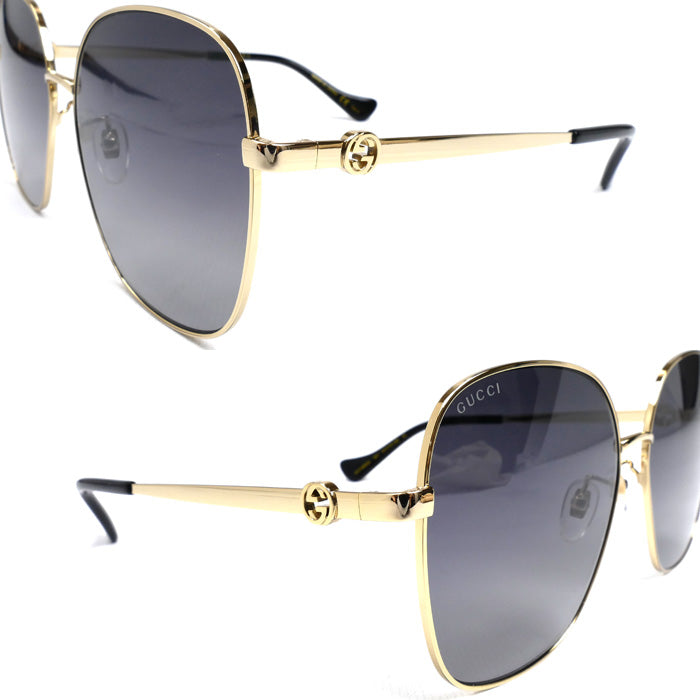 GUCCI グッチ インターロッキングG サングラス ゴールド GG1089SA 001 61□15-145 チェーン付き ユニセックス【中古】【美品】