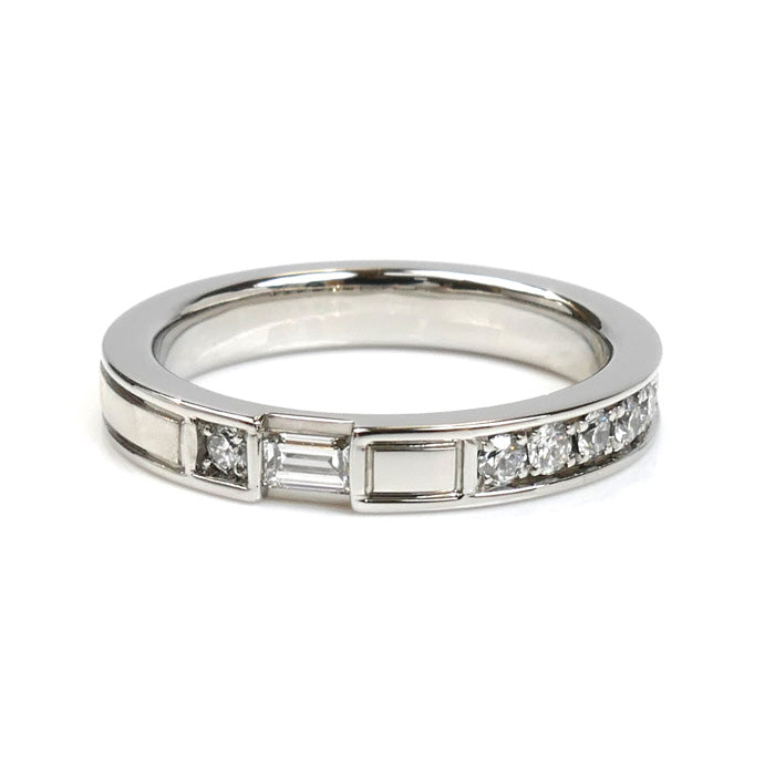 HARRY WINSTON ハリーウィンストン Pt950プラチナ トラフィック アクセント バンド ダイヤ リング・指輪 WBDPACRFTRF 7号 5.2g レディース【中古】【美品】