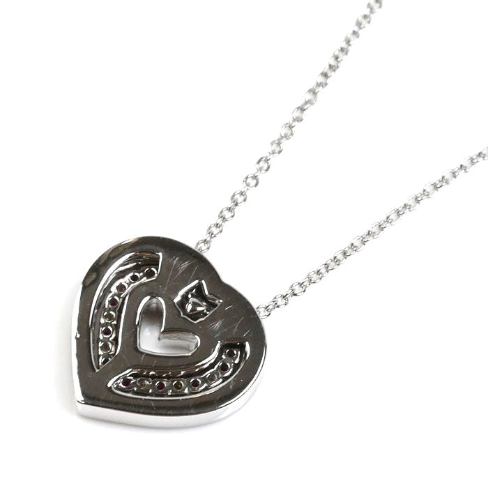 Damiani ダミアーニ K18WG ホワイトゴールド ベルエポック ハート ルビー ダイヤ ネックレス 20083365 ルビー ダイヤモンド 5.4g 40/45cm レディース【中古】【美品】