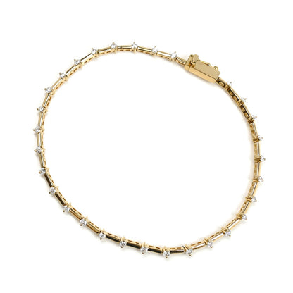 STAR JEWELRY スタージュエリー K18YG イエローゴールド ダイヤ ステーション ブレスレット ダイヤモンド0.54ct 4.4g 17.5cm レディース【中古】【美品】