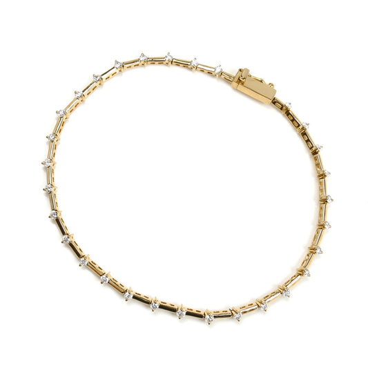 STAR JEWELRY スタージュエリー K18YG イエローゴールド ダイヤ ステーション ブレスレット ダイヤモンド0.54ct 4.4g 17.5cm レディース【中古】【美品】