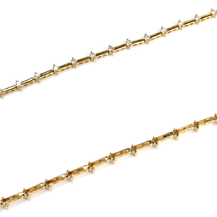 STAR JEWELRY スタージュエリー K18YG イエローゴールド ダイヤ ステーション ブレスレット ダイヤモンド0.54ct 4.4g 17.5cm レディース【中古】【美品】