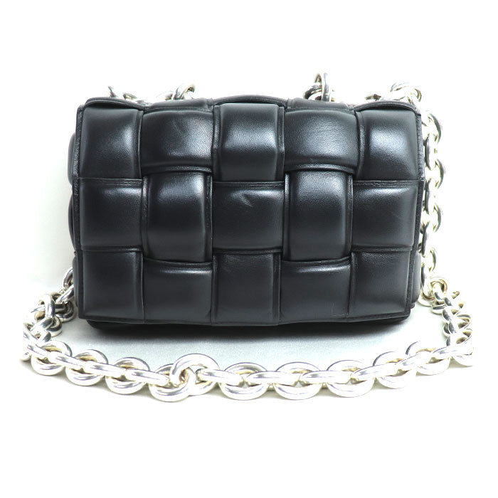 BOTTEGAVENETA ボッテガヴェネタ パデッド カセット チェーンショルダー ショルダーバッグ ブラック 631421 VBWZ0 レディース【中古】【美品】