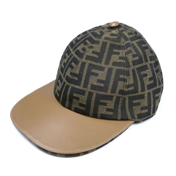 FENDI フェンディ ズッカ ベースボールキャップ キャップ ブラウン カーキ FXQ675 ALSG 
58 ユニセックス【中古】