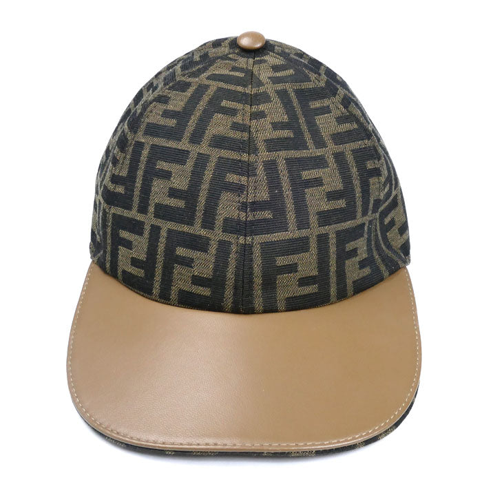 FENDI フェンディ ズッカ ベースボールキャップ キャップ ブラウン カーキ FXQ675 ALSG 
58 ユニセックス【中古】