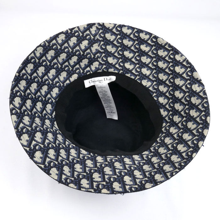 Dior ディオール ロゴ トロッター柄 オブリーク ハット バケットハット ネイビー 01CAM924I130 
57 レディース【中古】