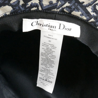 Dior ディオール ロゴ トロッター柄 オブリーク ハット バケットハット ネイビー 01CAM924I130 
57 レディース【中古】